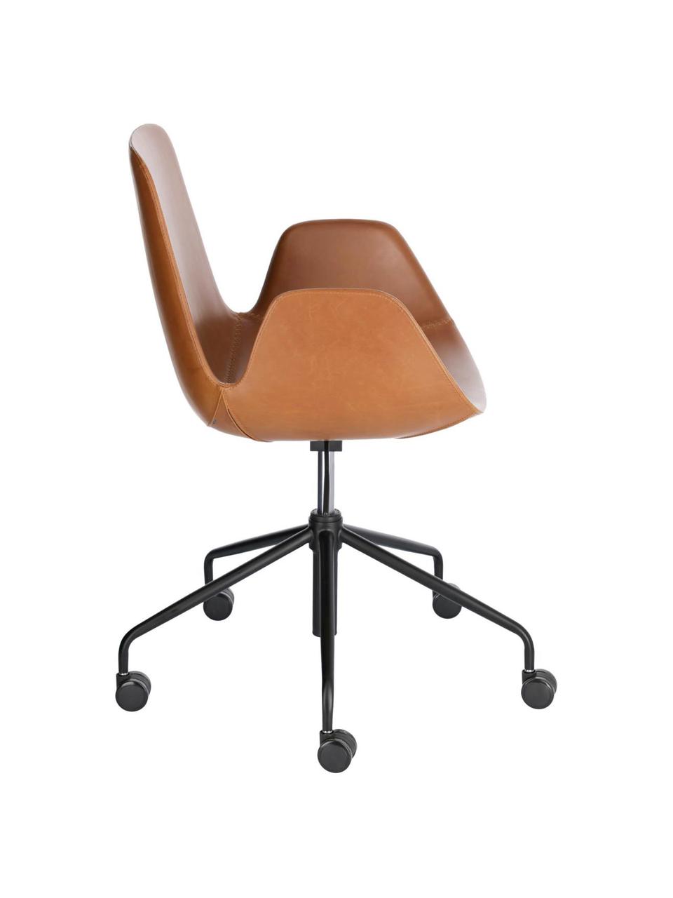 Kancelárska otočná stolička z umelej kože Yolanda, výškovo nastaviteľná, Hnedá, čierna