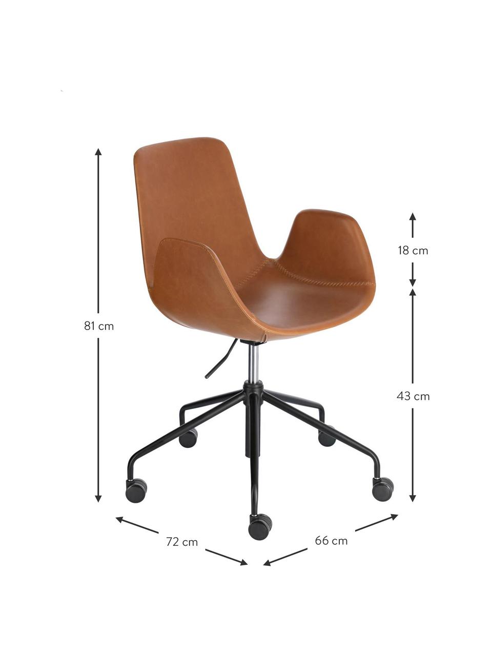 Výškově nastavitelná kancelářská otočná židle Yolanda, Hnědá, černá