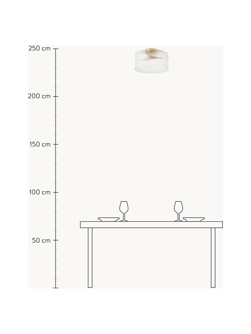 Plafón de vidrio Emmi, Pantalla: vidrio, Anclaje: metal recubierto, Dorado, transparente, Ø 35 x Al 22 cm