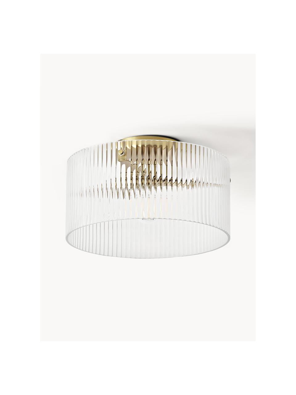 Plafondlamp Emmi van glas, Lampenkap: glas, Goudkleurig, transparant, Ø 35 x H 22 cm