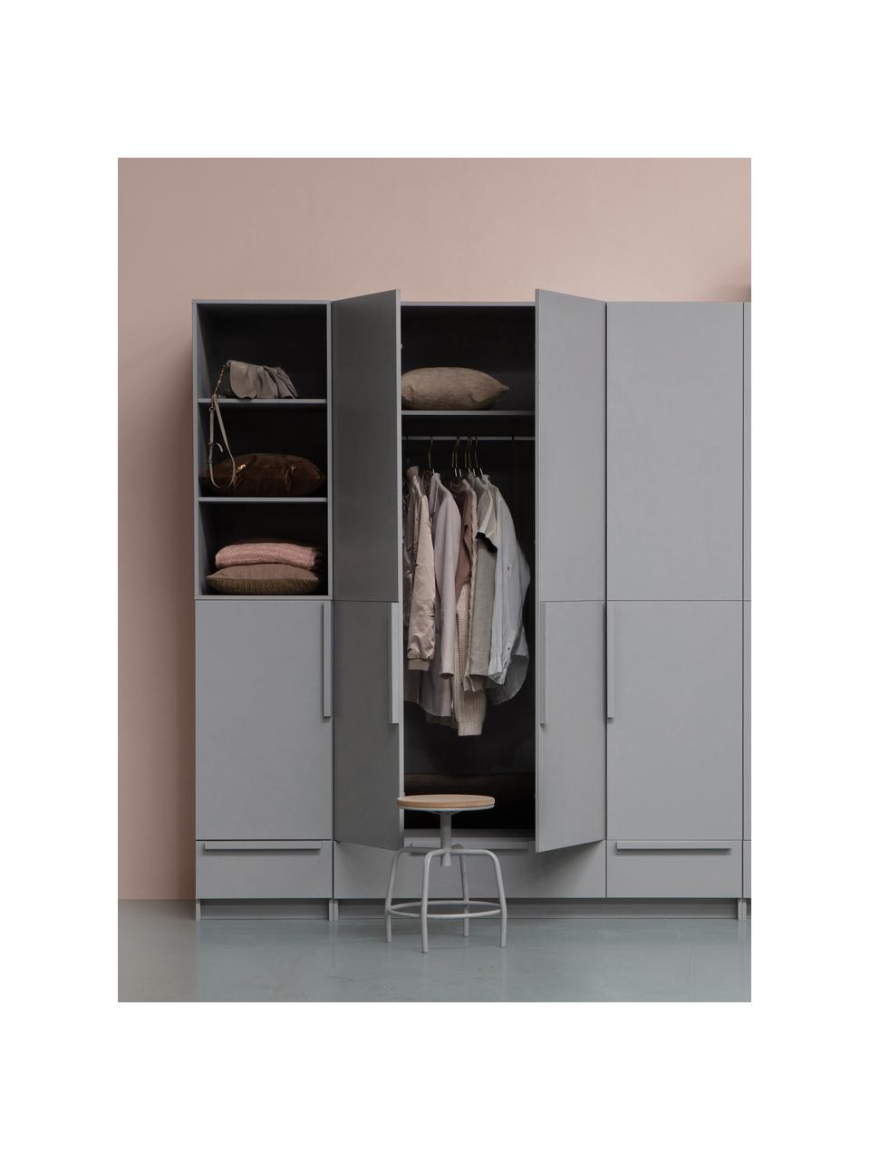 Armoire modulaire grise Pure, Bois de pin, enduit, Gris, larg. 48 x haut. 215 cm