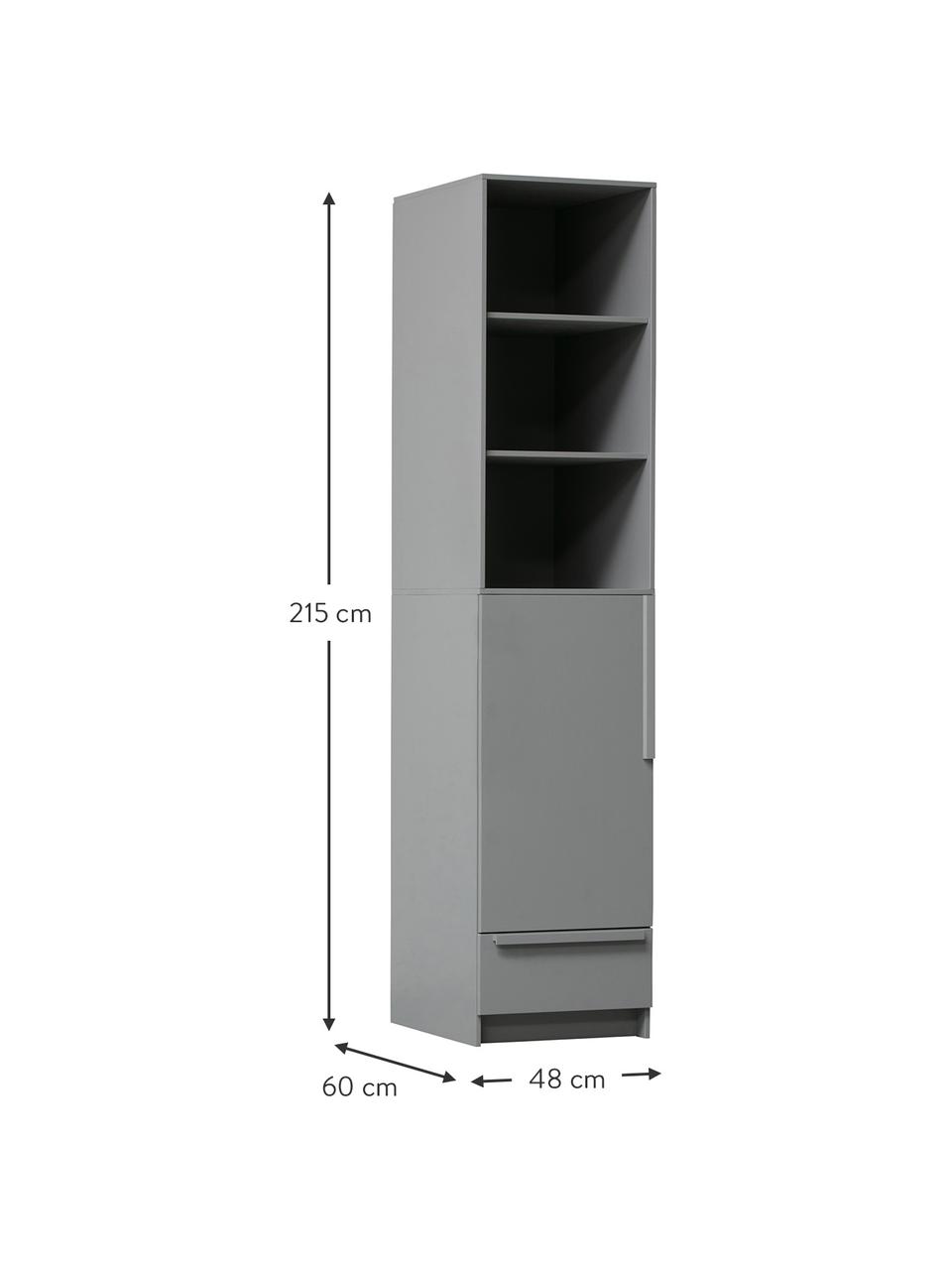 Armoire modulaire grise Pure, Bois de pin, enduit, Gris, larg. 48 x haut. 215 cm