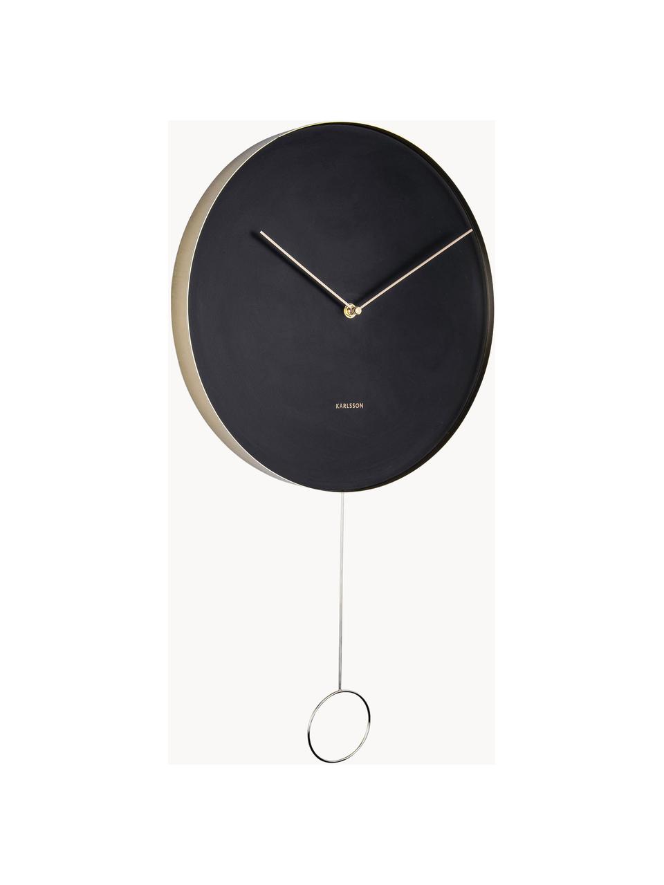 Horloge murale Pendulum, Métal, enduit, Noir, couleur laitonnée, Ø 34 cm