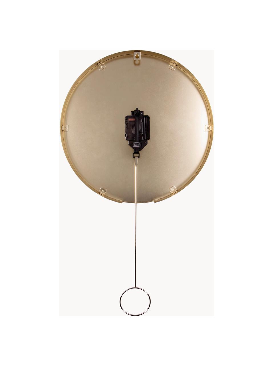 Wandklok Pendulum, Gecoat metaal, Zwart, messingkleurig, Ø 34 cm