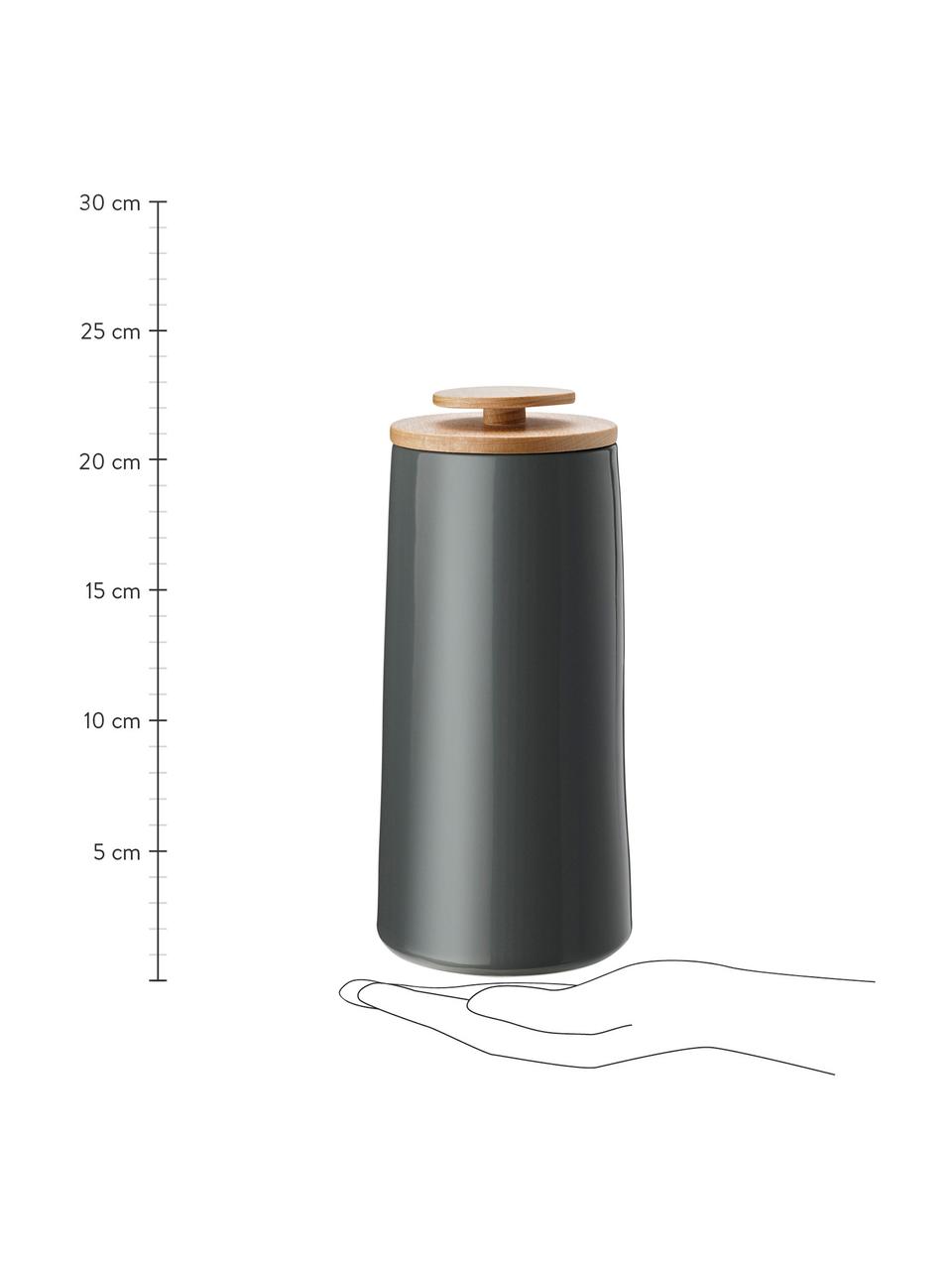 Dóza Emma, V 23 cm, Tmavě šedá, bukové dřevo, Objem 500 g