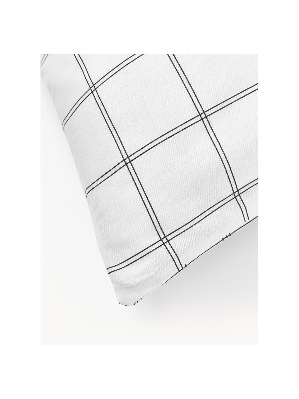 Funda de almohada doble cara de algodón a cuadros Enna, Blanco, negro, An 45 x L 110 cm