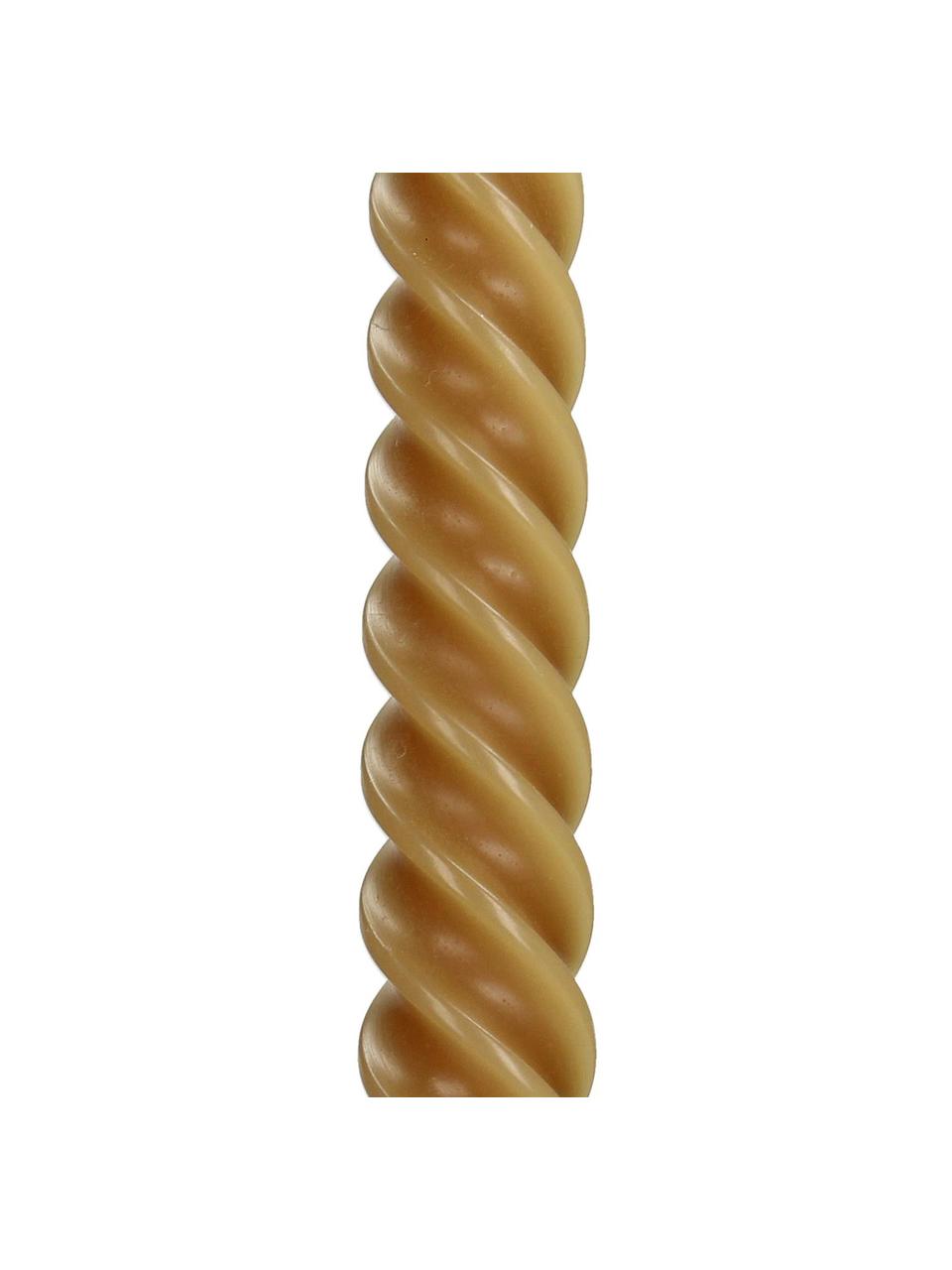 Velas candelabro Twisted, 4 uds., Cera, Amarillo ocre, L 26 cm