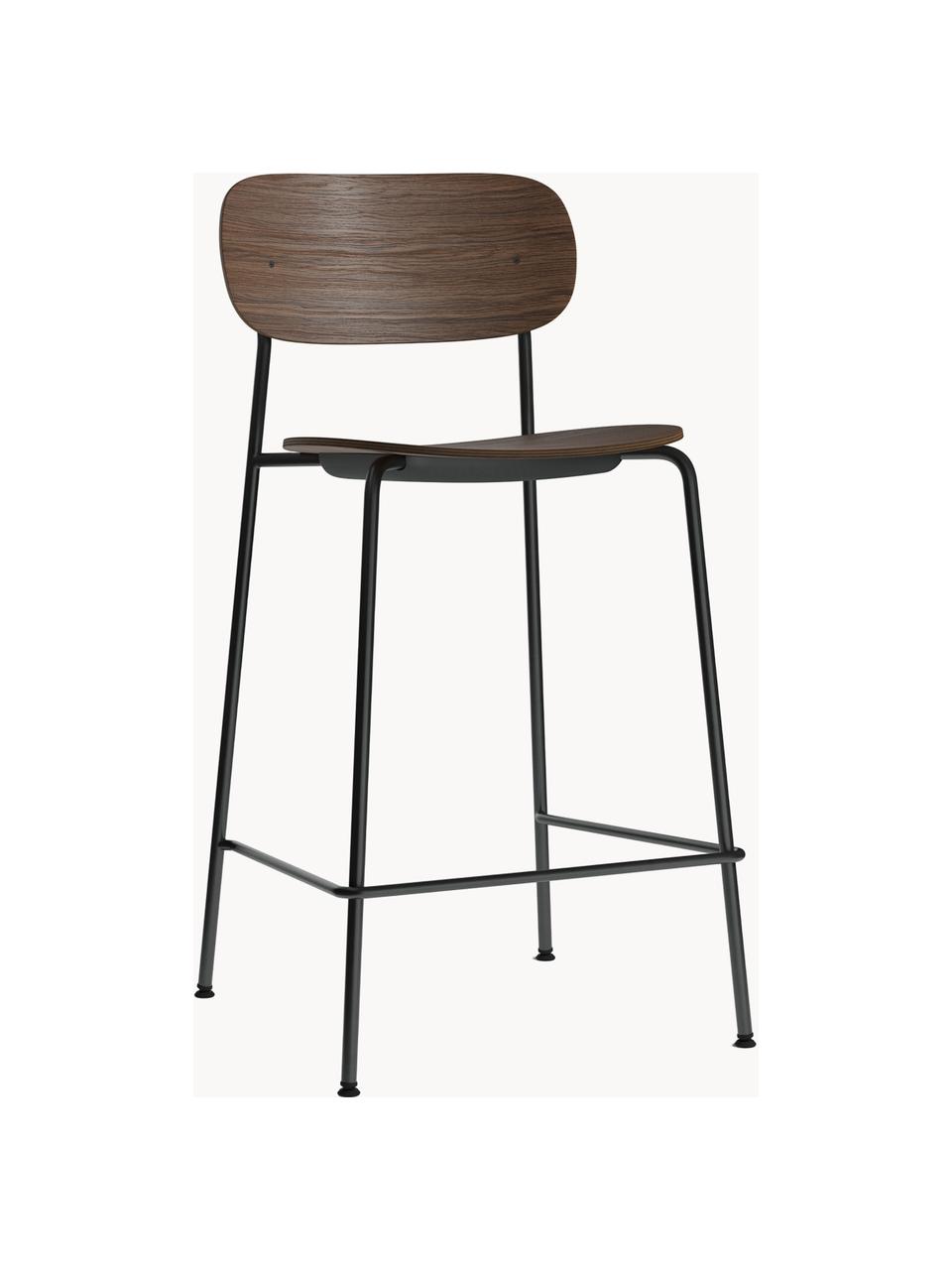 Tabouret de bar Co, Chêne foncé, cadre noir, larg. 48 x long. 94 cm