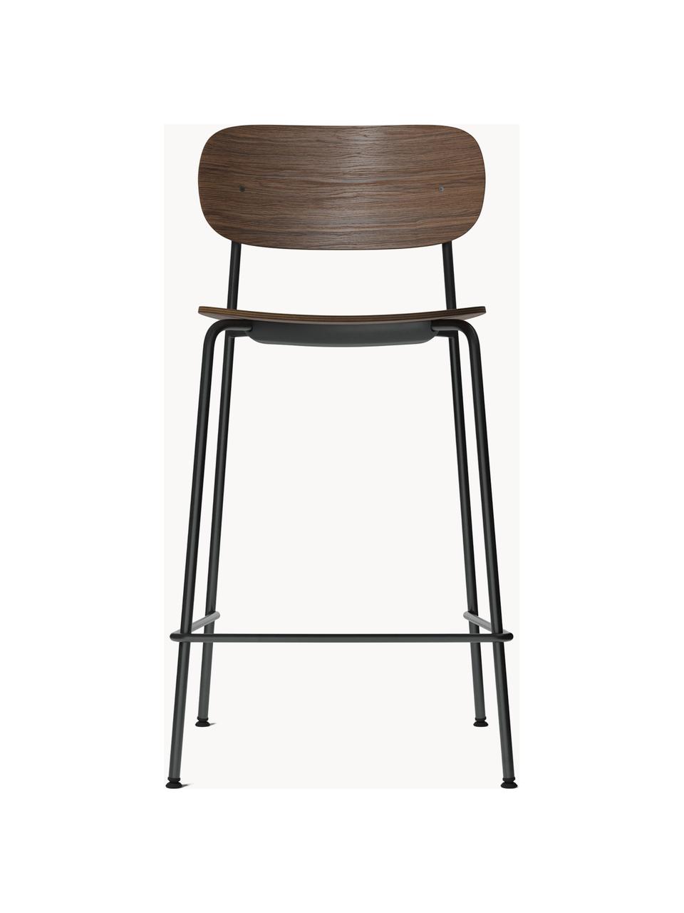 Tabouret de bar Co, Chêne foncé, cadre noir, larg. 48 x long. 94 cm