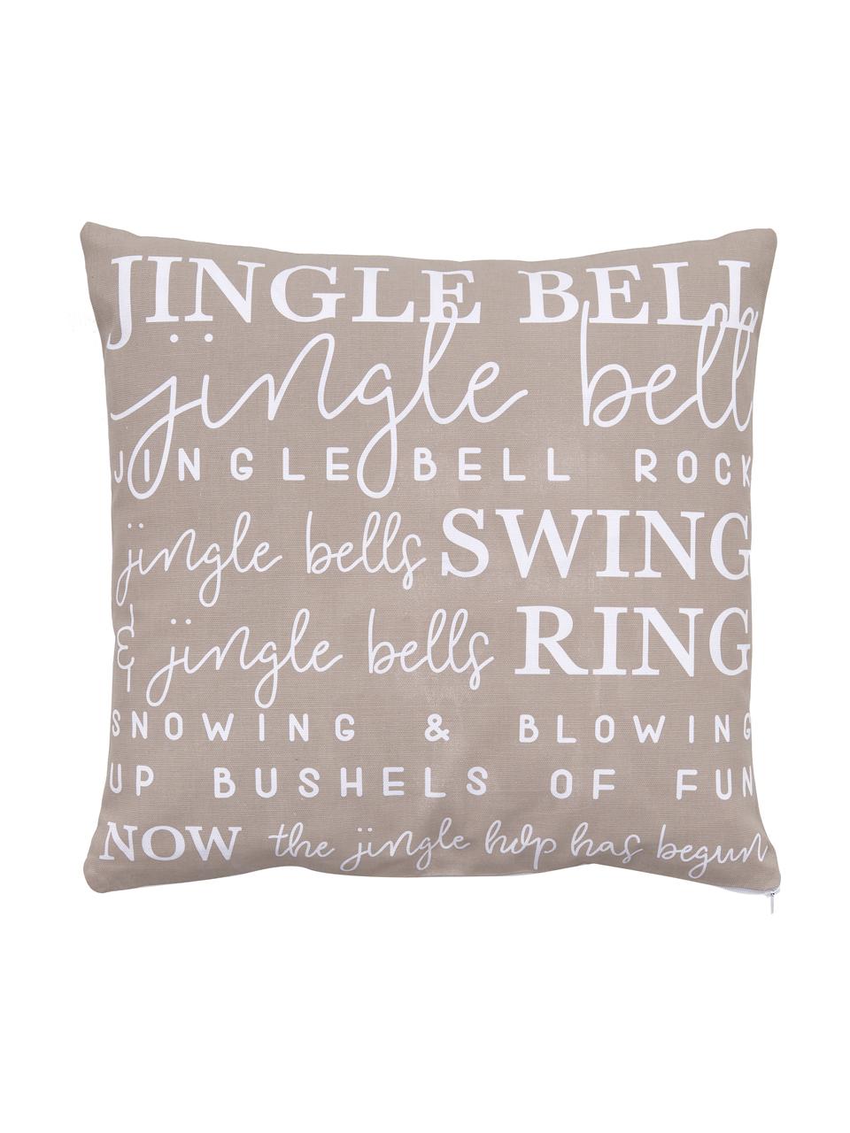 Poszewka na poduszkę z bawełny Jingle Bells, 100% bawełna, Beżowy, S 45 x D 45 cm