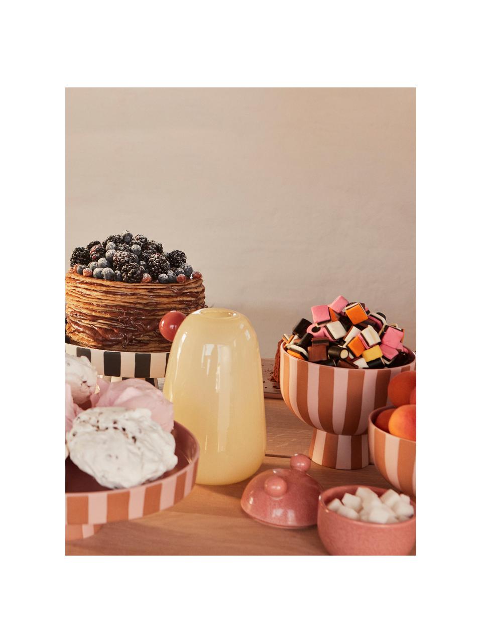 Bol à fruits artisanal Toppu, Grès cérame, Brun, rose, Ø 13 x haut. 15 cm