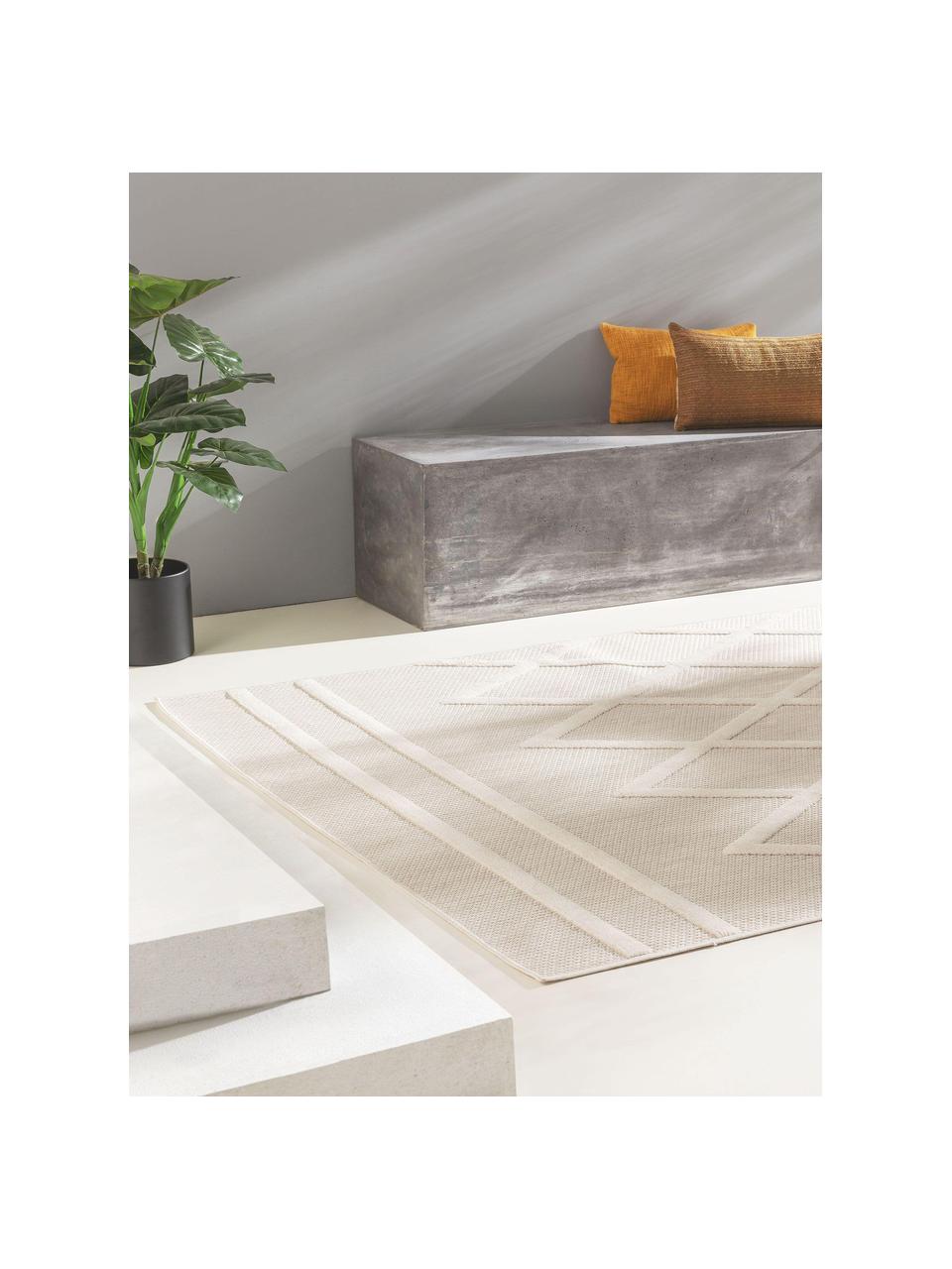 Ručne tkaný koberec s reliéfnym efektom Bonte, 100 % polypropylén, Krémovobiela, Š 160 x D 230 cm (veľkosť M)
