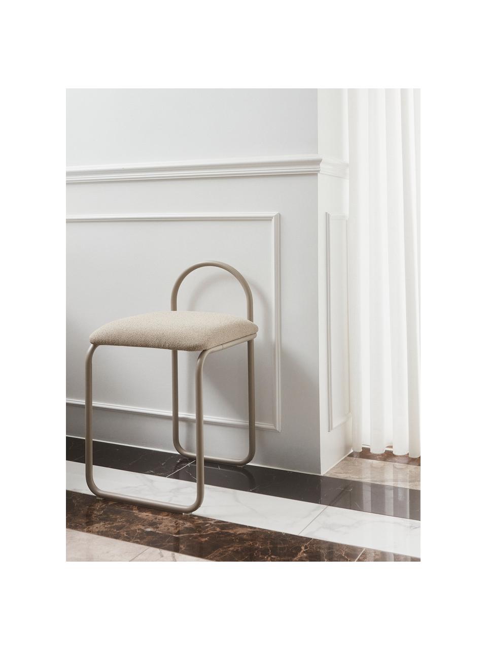 Metalen stoel Angui, Bekleding: 100% polyester, Frame: gecoat staal, Geweven stof beige, B 37 x D 39 cm