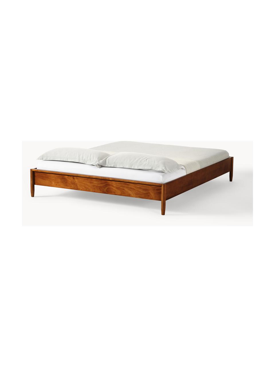 Łóżko z drewna sosnowego Windsor, Lite drewno sosnowe z certyfikatem FSC, Ciemne drewno sosnowe, S 140 x D 200 cm
