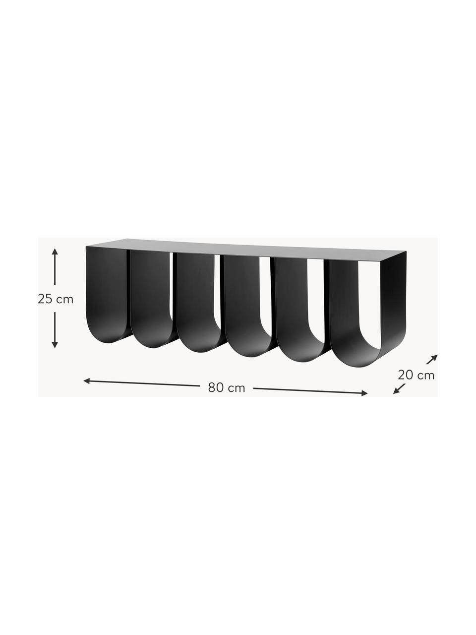 Metall-Wandregal Curved, Stahl, pulverbeschichtet, Schwarz, B 80 x H 25 cm