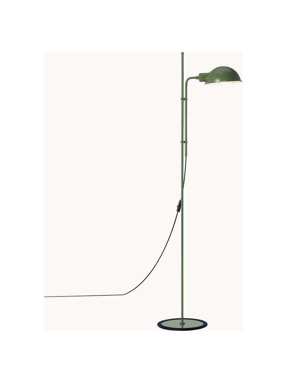 Kleine Stehlampe Funiculí mit verstellbarem Lampenschirm, Lampenschirm: Aluminium, beschichtet, Dunkelgrün, glänzend, H 135 cm