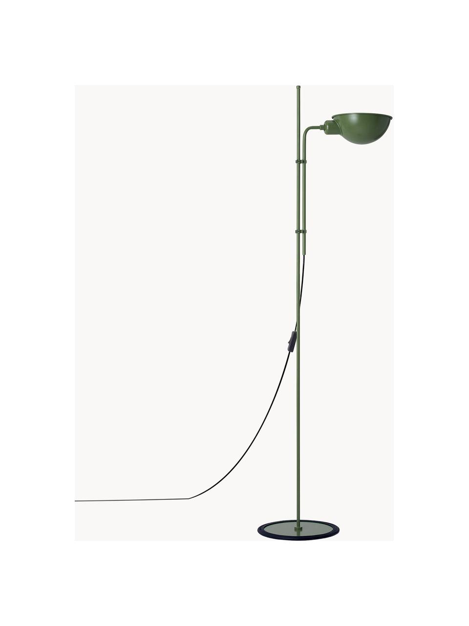 Kleine Stehlampe Funiculí mit verstellbarem Lampenschirm, Lampenschirm: Aluminium, beschichtet, Dunkelgrün, glänzend, H 135 cm