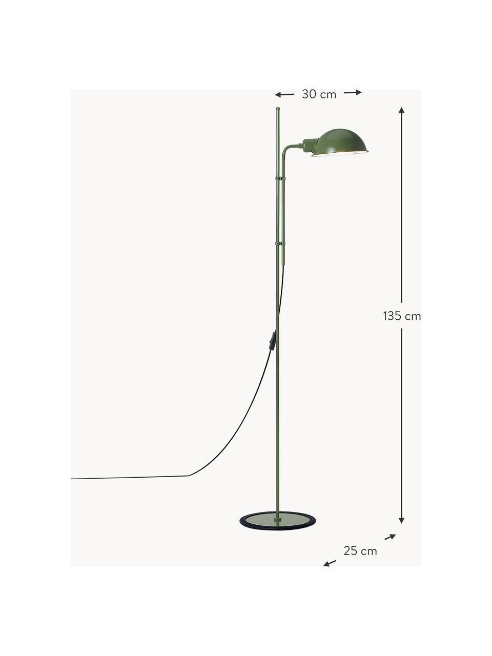 Kleine Stehlampe Funiculí mit verstellbarem Lampenschirm, Lampenschirm: Aluminium, beschichtet, Dunkelgrün, glänzend, H 135 cm