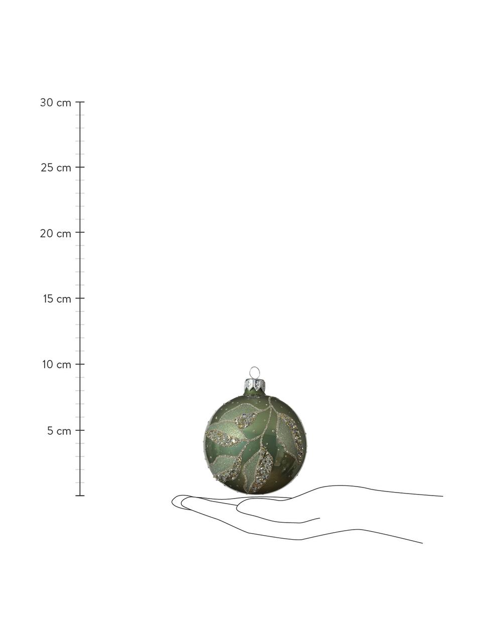 Bolas de Navidad Natura, Ø 8 cm, 2 uds., Verde, plateado, Ø 8 cm