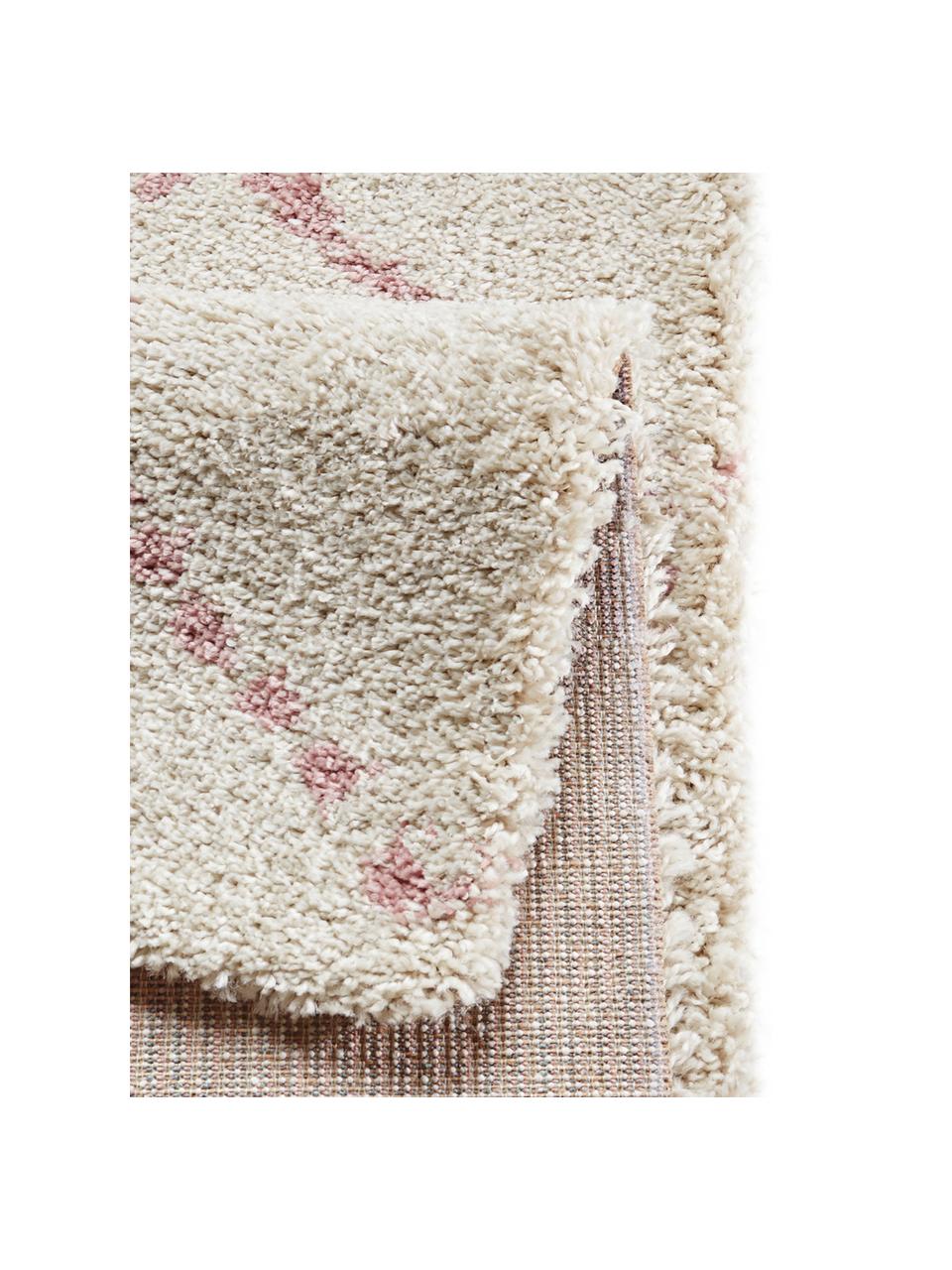 Tapis doux poils longs rose crème Hash, Couleur crème, rose