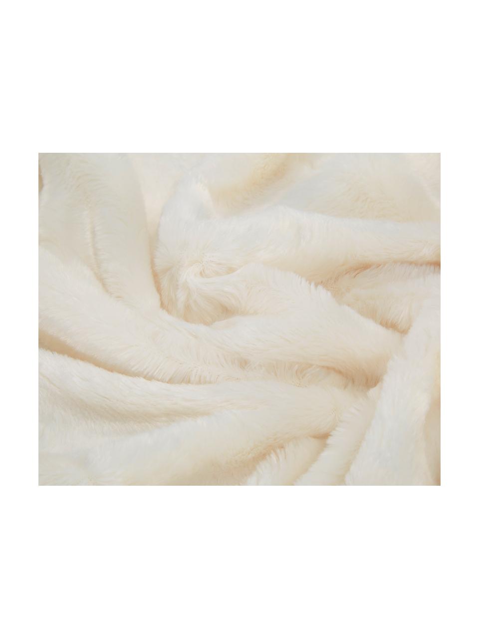Plaid in pelliccia sintetica Alva, Retro: 100% poliestere (vello), Bianco, Larg. 150 x Lung. 200 cm