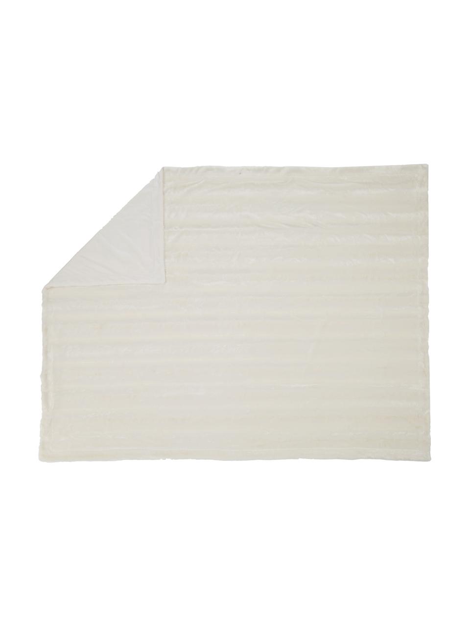 Plaid van imitatievacht Alva, Bovenzijde: 100% polyester (imitatiev, Onderzijde: 100% polyester (fleece), Wit, 150 x 200 cm