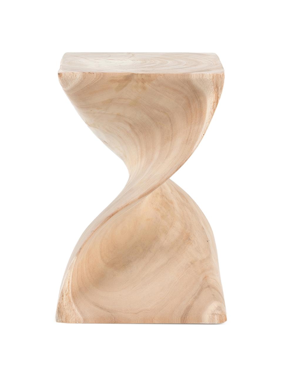 Mesa auxiliar artesanal Sandy, Madera de roble maciza, Beige, An 30 x Al 45 cm