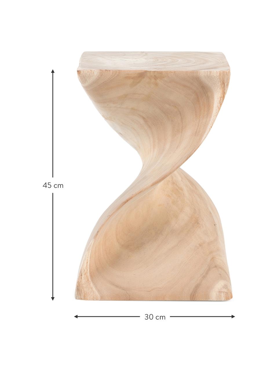 Mesa auxiliar artesanal Sandy, Madera de roble maciza, Beige, An 30 x Al 45 cm