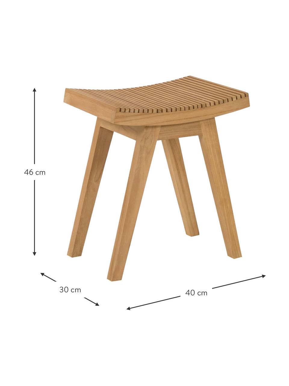 Tabouret en teck massif Vicentina, Bois de teck, Bois de teck, larg. 40 x haut. 46 cm