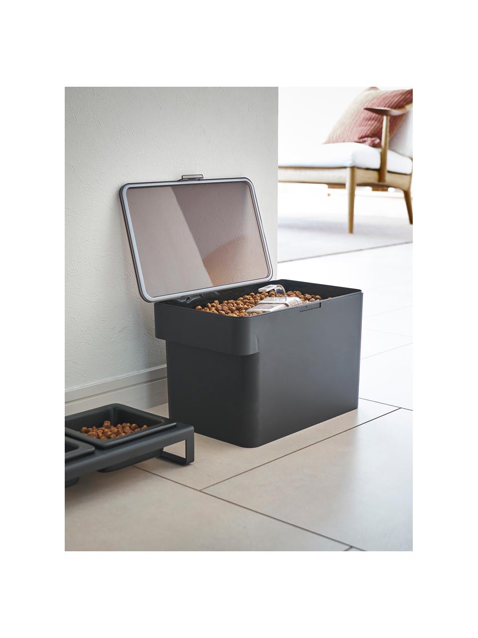 Boîte de rangement pour aliments pour animaux Tower, 2 élém., Plastique, Noir, larg. 30 x haut. 20 cm