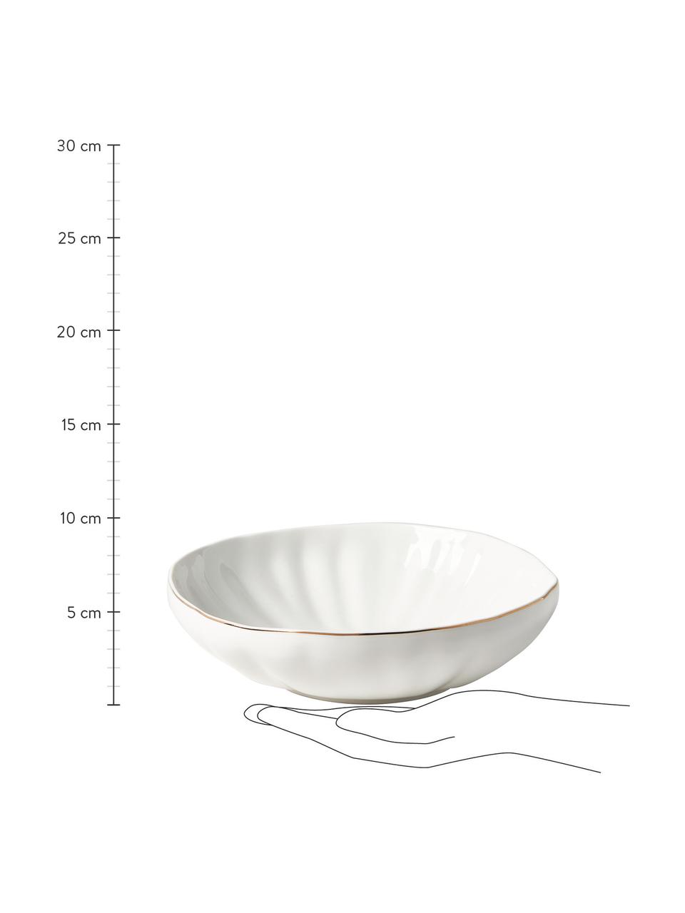 Assiettes creuses en porcelaine Sali, 2 pièces, Porcelaine, Blanc avec bord doré, Ø 21 x haut. 6 cm