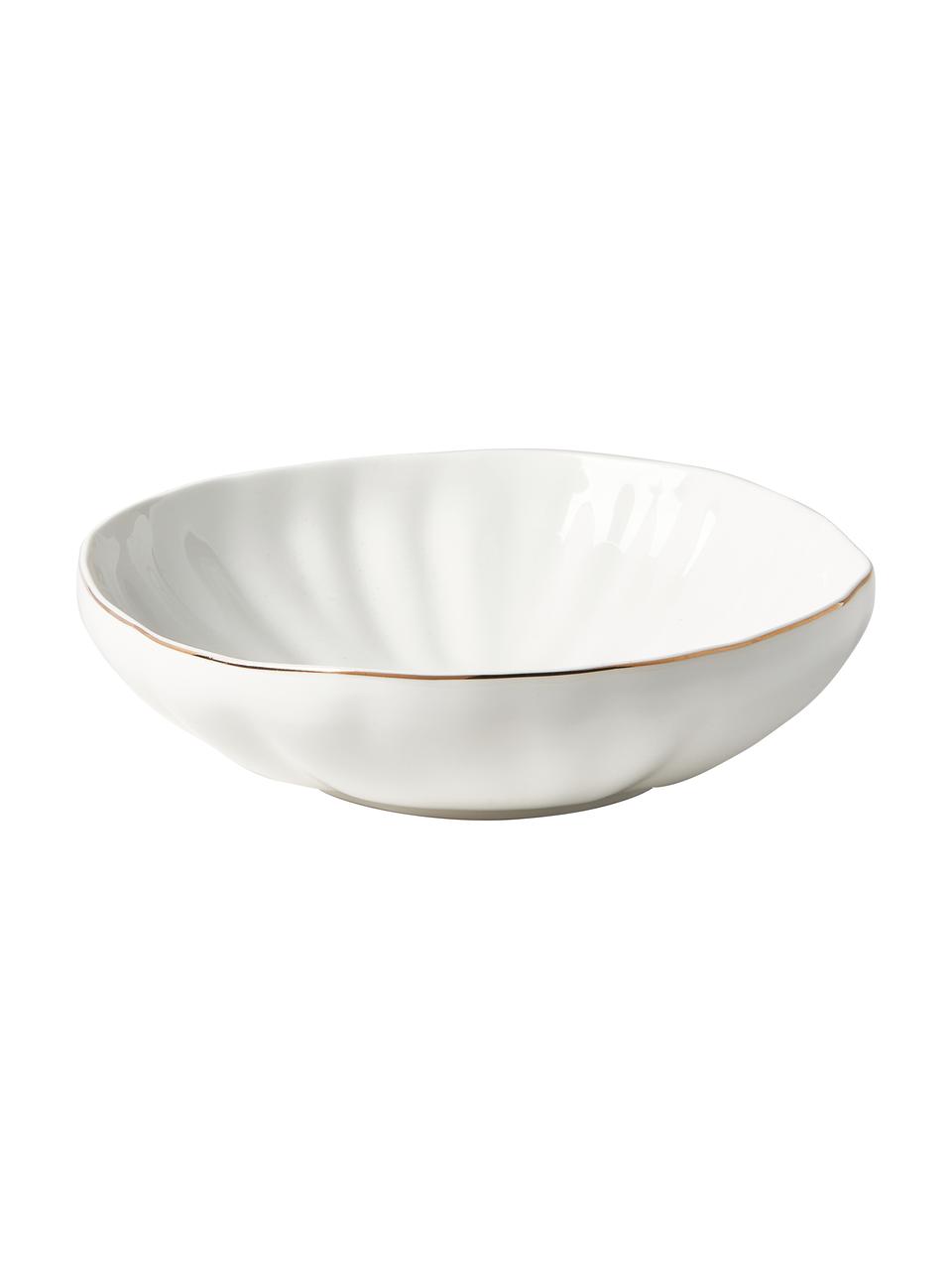 Porcelánové hluboké talíře s reliéfem Sali, 2 ks, Porcelán, Bílá se zlatým okrajem, Ø 21 cm, V 6 cm