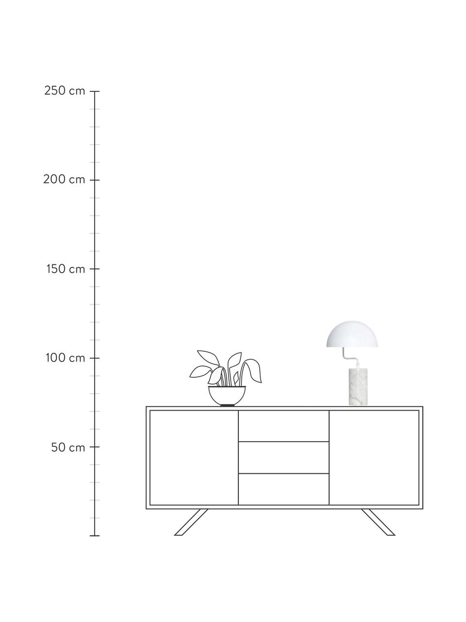 Marmeren tafellamp Poise, Lampenkap: gecoat metaal, Lampvoet: marmer, Wit, gemarmerd, Ø 30 x H 48 cm