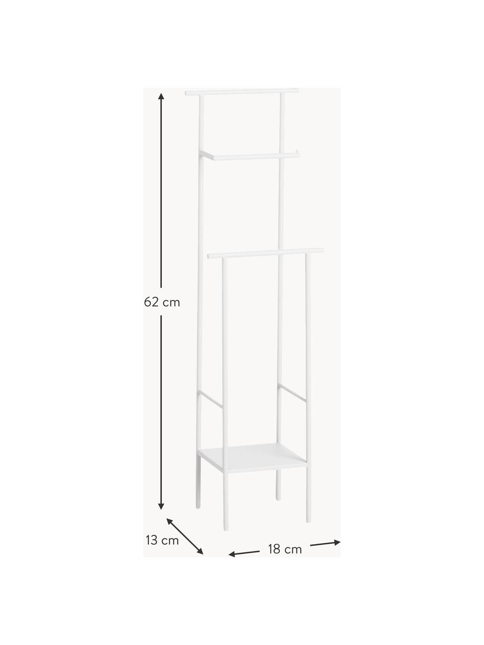 Stojan na ručníky s policí Dora, Kov s práškovým nástřikem, Matná bílá, Š 18 cm, V 62 cm