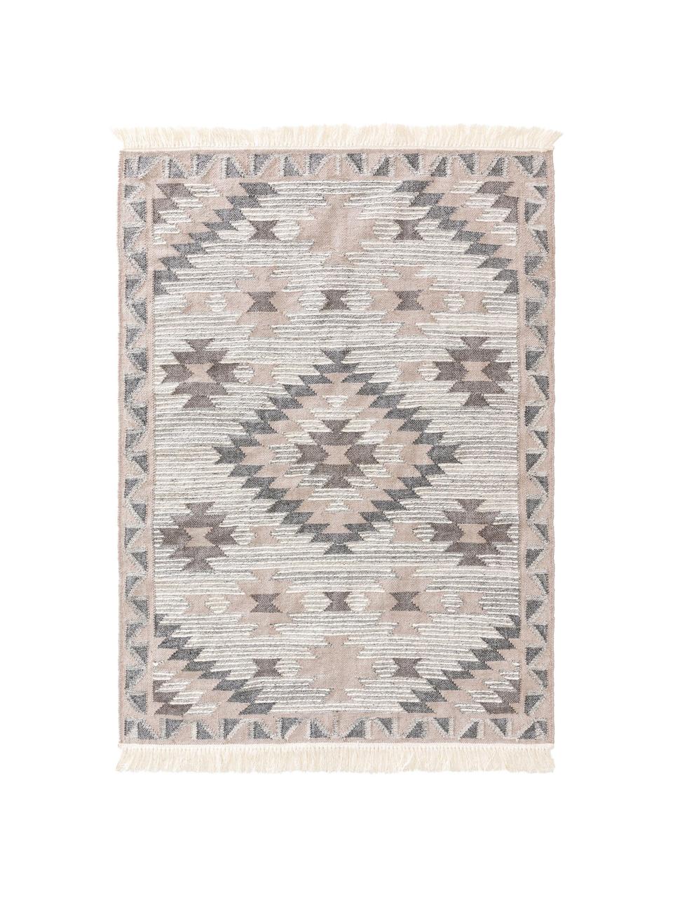 Tappeto kilim tessuto a mano Cari, 70% lana, 30% poliestere, Grigio, Larg. 80 x Lung. 150 cm (taglia XS)