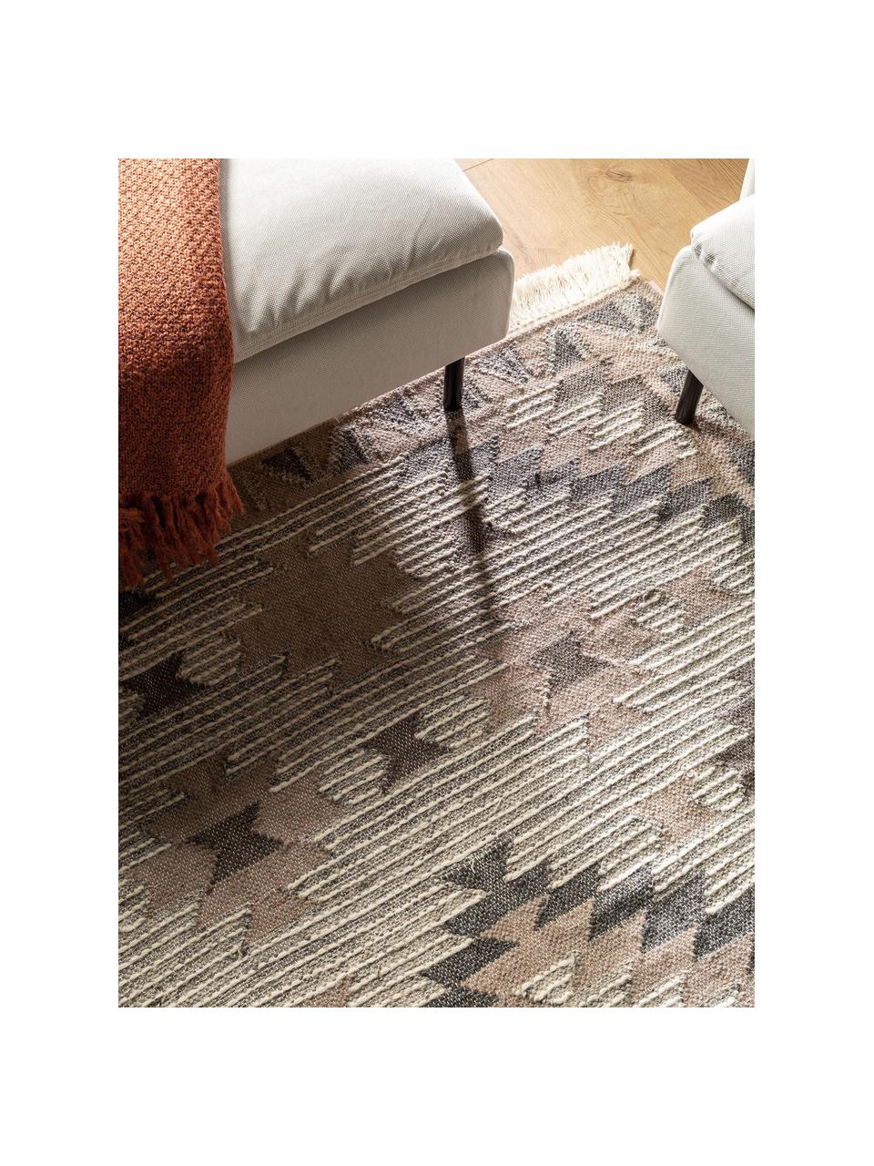 Tappeto kilim tessuto a mano Cari, 70% lana, 30% poliestere, Grigio, Larg. 80 x Lung. 150 cm (taglia XS)