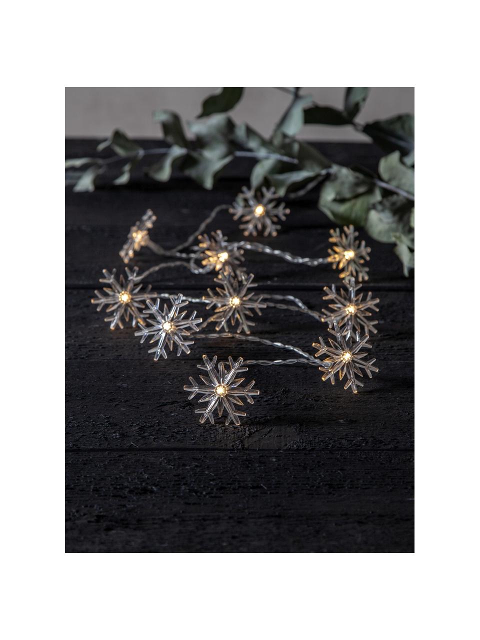 LED-Lichterkette Izy Snowflake, Lampions: Kunststoff, Transparent, L 185 cm