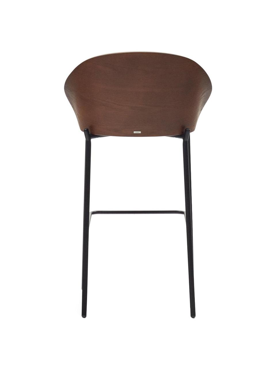 Tabouret de bar en velours Eamy, Chenille beige, noir, larg. 54 x prof. 51 cm