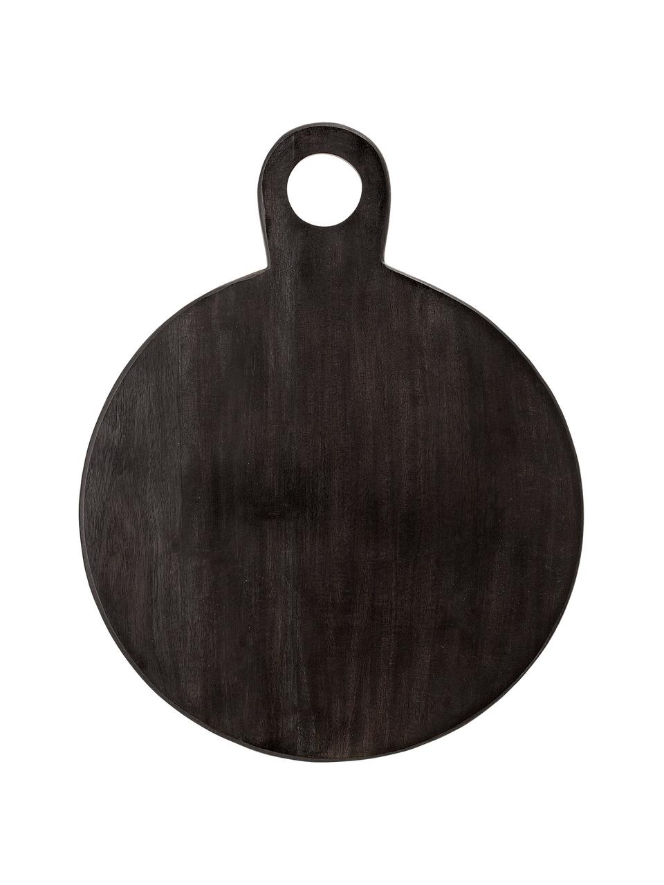 Tagliere in legno di acacia Hola, Ø 36, Legno di acacia rivestito, Nero, Lung. 46 x Larg. 36 cm