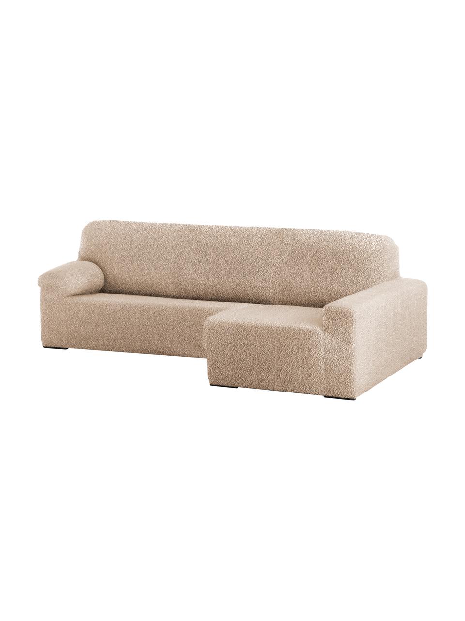 Housse de canapé Roc, 55 % polyester, 35 % coton, 10 % élastomère, Beige, larg. 360 x prof. 180 cm, méridienne à droite