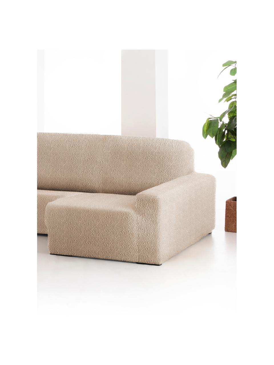 Copertura divano angolare Roc, 55% poliestere, 35% cotone, 10% elastomero, Beige, Larg. 360 x Alt. 180 cm, chaise-longue a destra