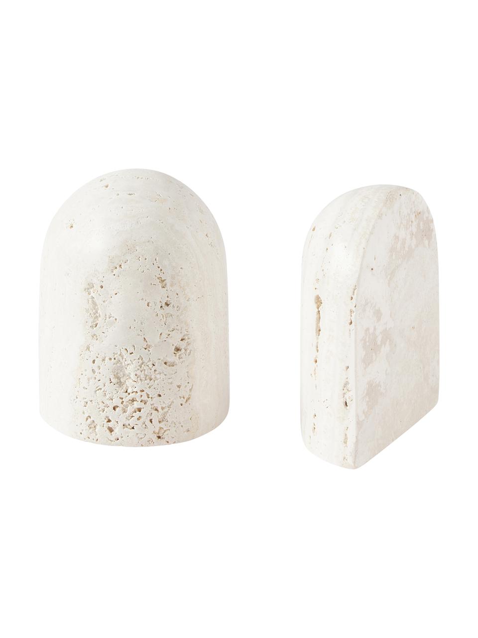 Sujetalibros en look travertino Sava, 2 uds., Mármol, Beige, look travertino, An 10 x Al 13 cm