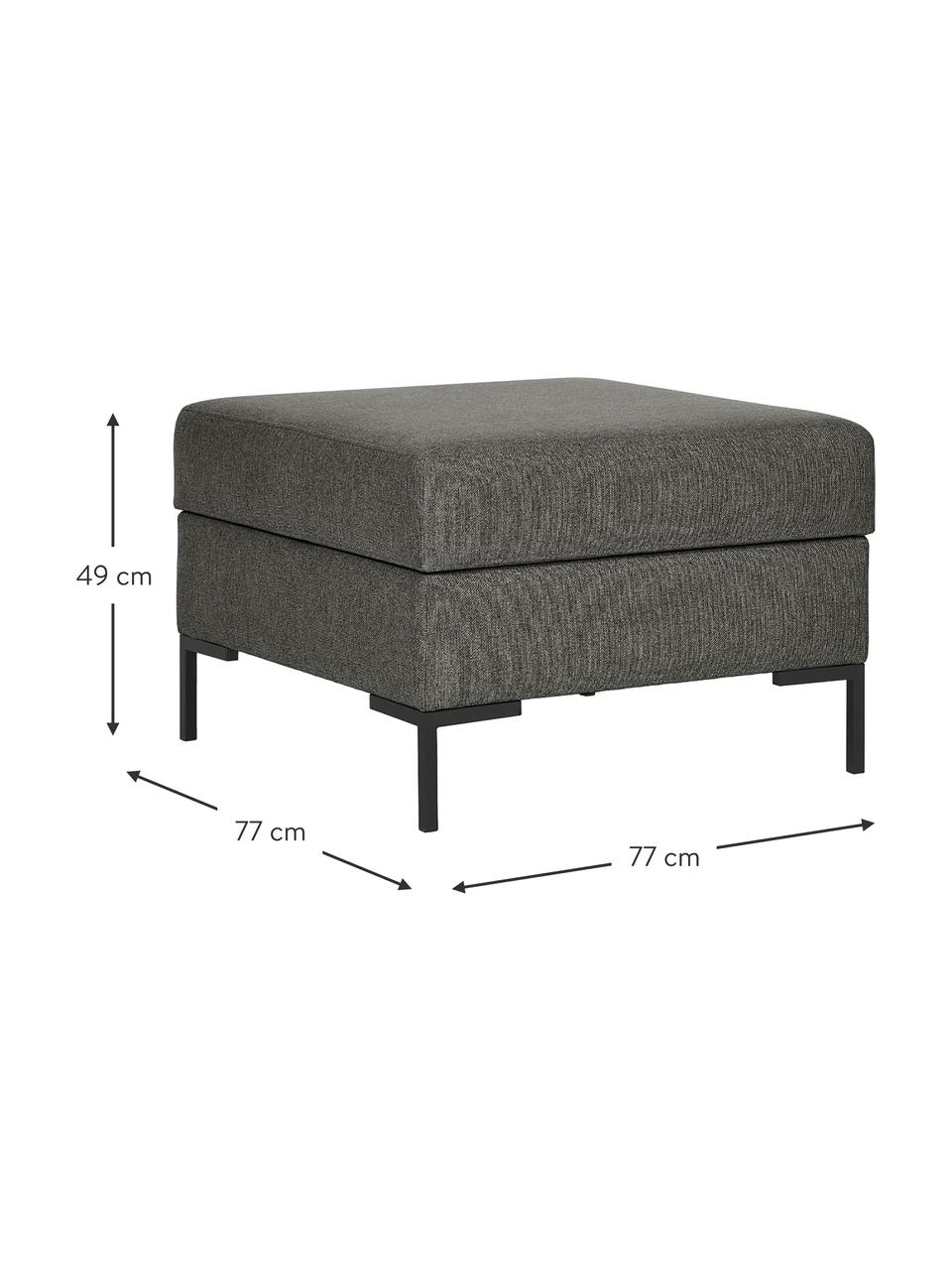 Pouf avec rangement Luna, Tissu anthracite, larg. 77 x prof. 77 cm