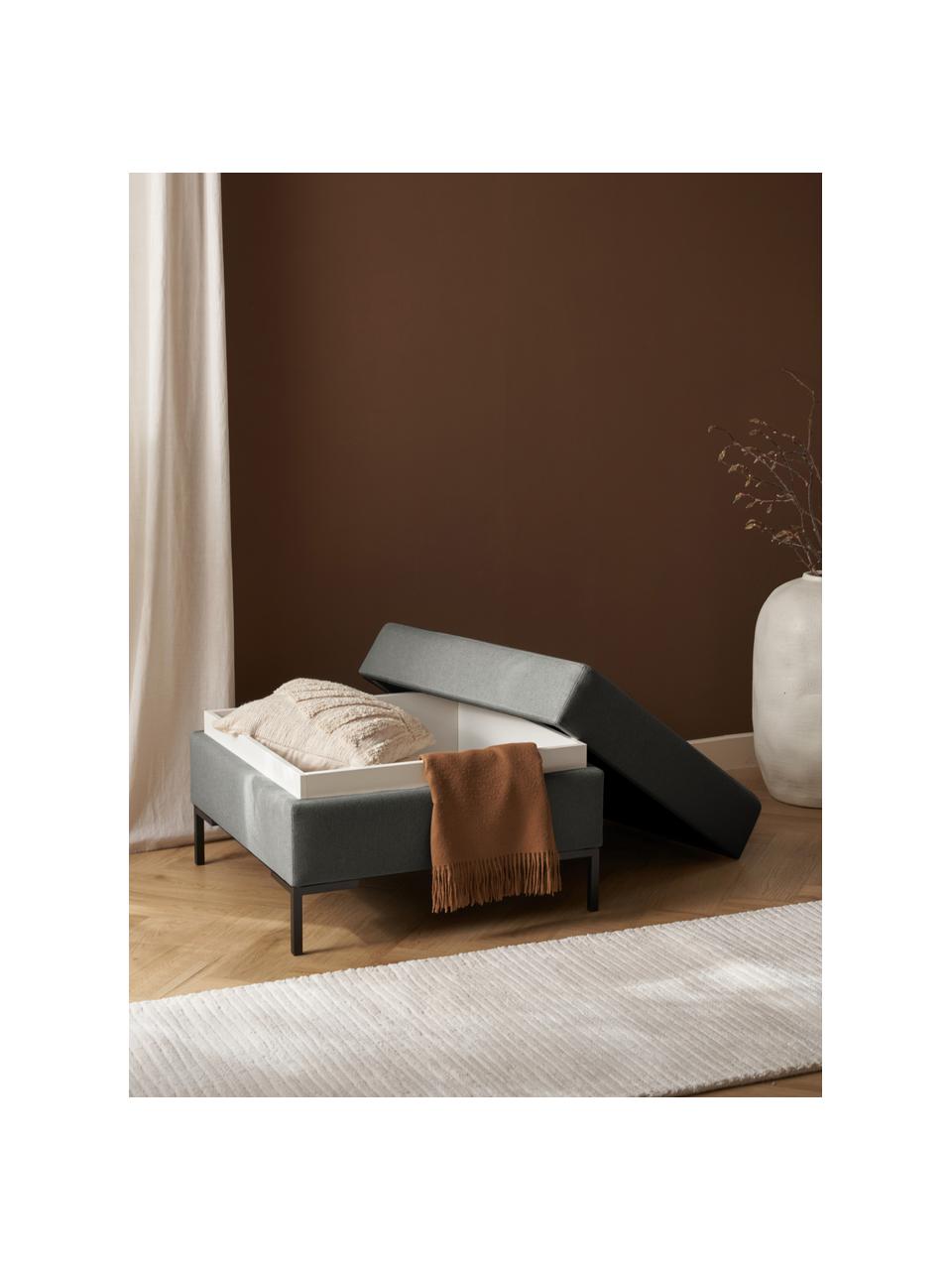Pouf avec rangement Luna, Tissu anthracite, larg. 77 x prof. 77 cm