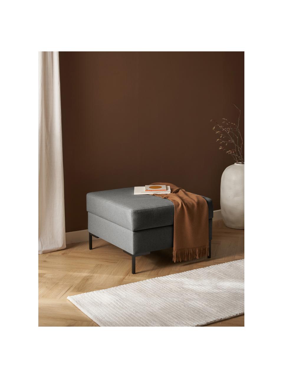 Sofa-Hocker Luna mit Stauraum, Bezug: 100% Polyester, Oeko-Tex , Gestell: Massives Buchenholz, Schi, Füße: Metall, galvanisiert, Webstoff Anthrazit, B 77 x T 77 cm