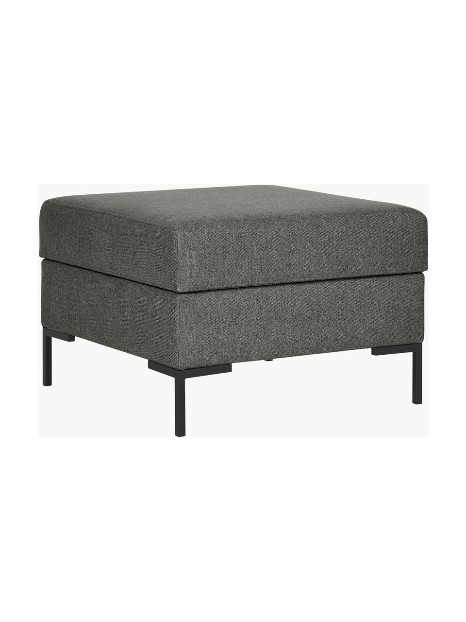 Reposapiés puf Luna, con espacio de almacenamiento, Tapizado: 100% poliéster con certif, Estructura: madera maciza de haya, ma, Patas: metal galvanizado El mate, Tejido gris antracita, negro, An 77 x Al 49 cm