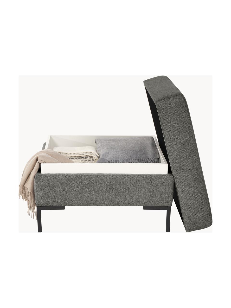 Reposapiés puf Luna, con espacio de almacenamiento, Tapizado: 100% poliéster con certif, Estructura: madera maciza de haya, ma, Patas: metal galvanizado El mate, Tejido gris antracita, negro, An 77 x Al 49 cm