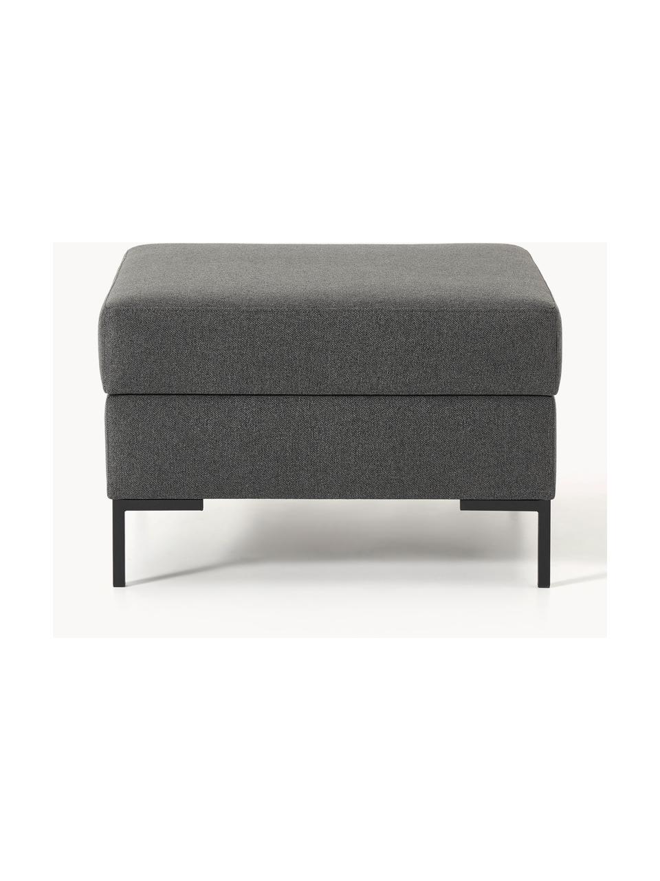 Sofa-Hocker Luna mit Stauraum, Bezug: 100 % Polyester Der strap, Gestell: Massives Buchenholz, Schi, Webstoff Anthrazit, Schwarz, B 77 x H 49 cm