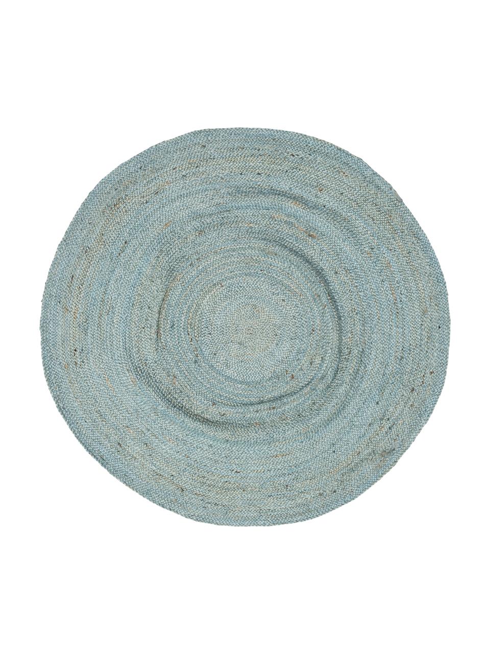 Alfombra redonda de yute Pampas, 100% yute, Azul claro, Ø 150  (Tamaño M)