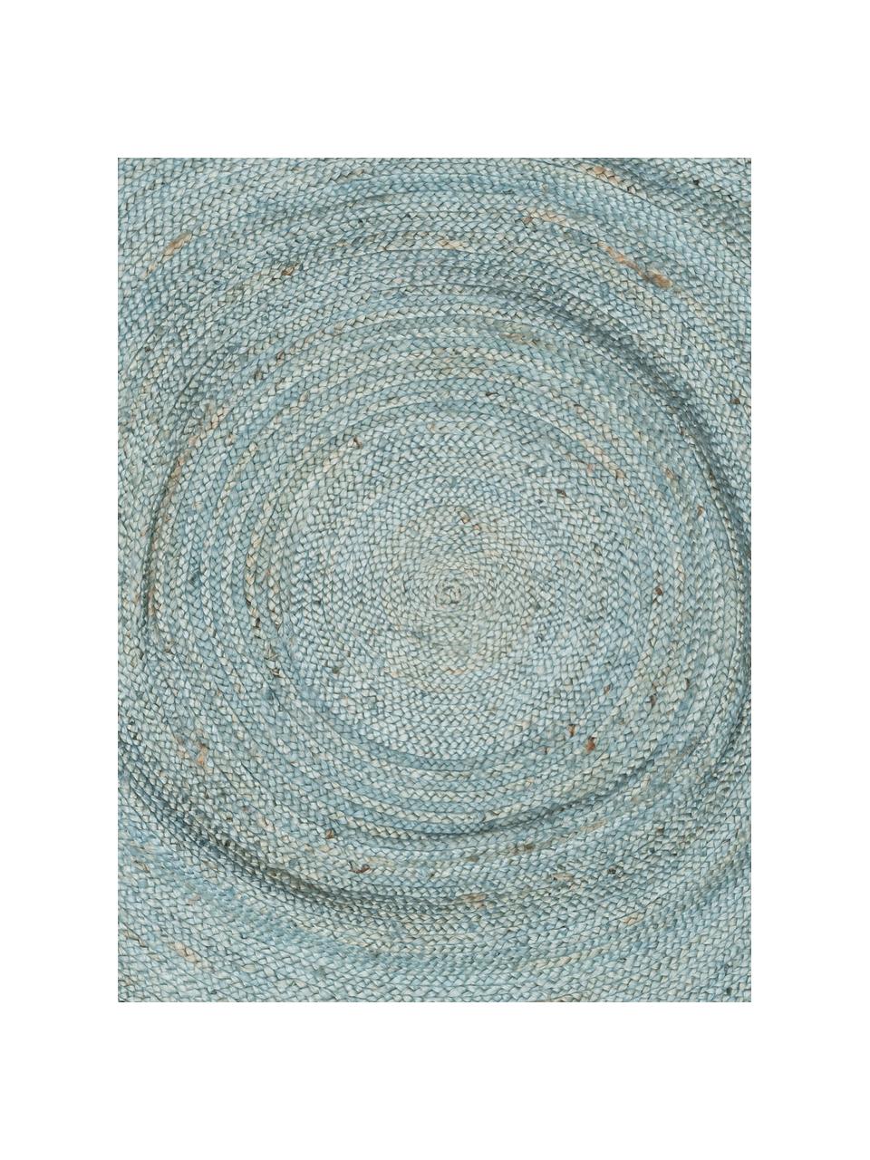 Runder Jute-Teppich Pampas in Hellblau, 100% Jute, Hellblau, Ø 150 cm (Grösse M)